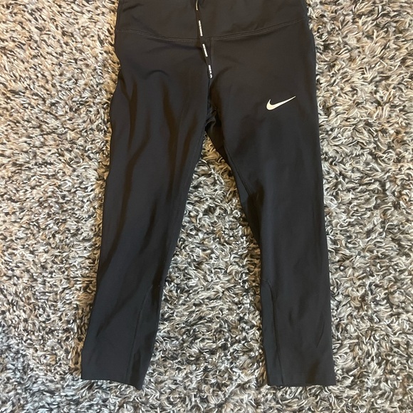 Nike Women's Black Leggings with White Swoosh - Picture 1 of 3